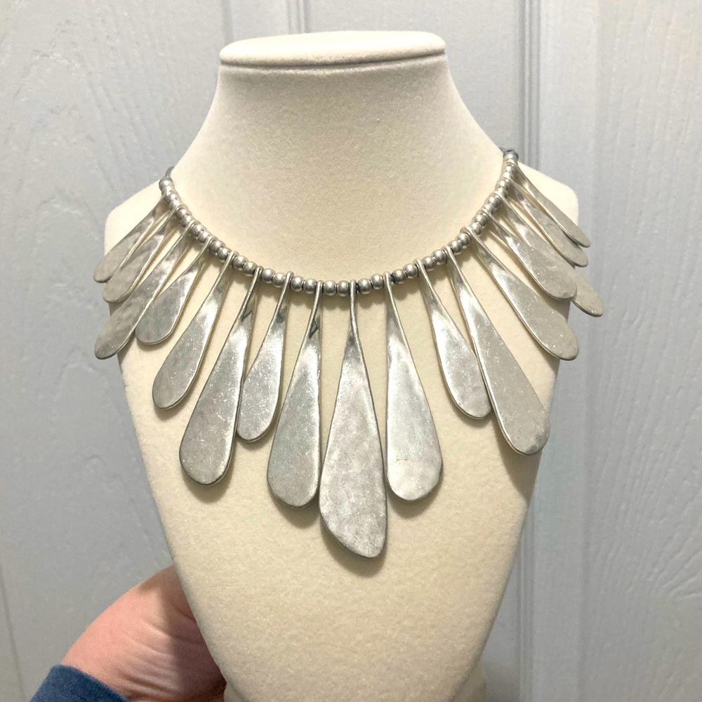 Recycled Metal Silver Statement Necklace